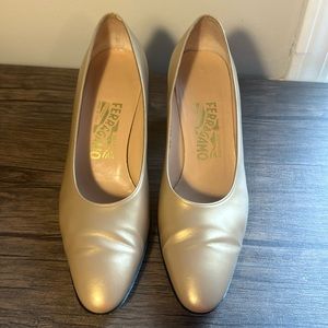 Vintage 1980s gold Ferragamo heels